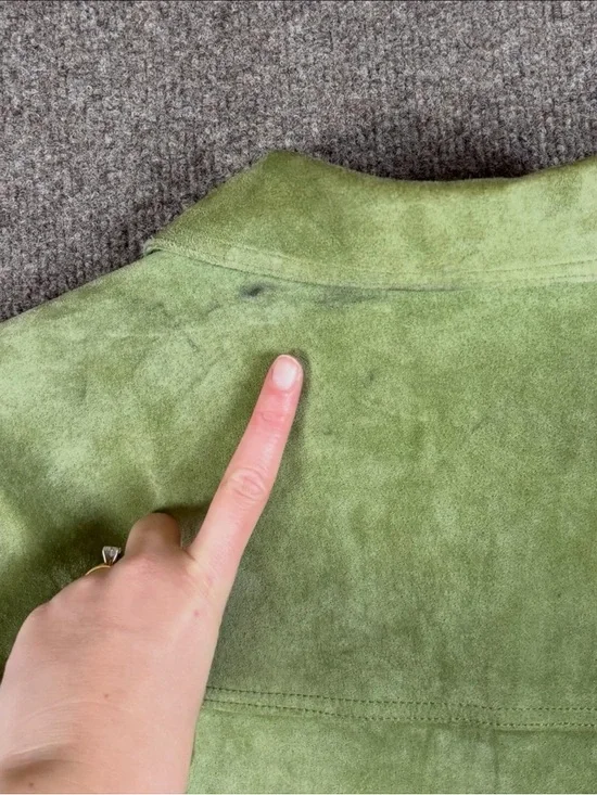 Vintage St. John’s Bay Green Suede Button Front Jacket Women’s Large Lightweight - Picture 11 of 15